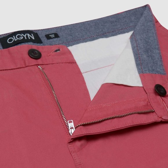 OLGYN Men’s Slim Fit Pink Chino Shorts - Picture 4 of 6